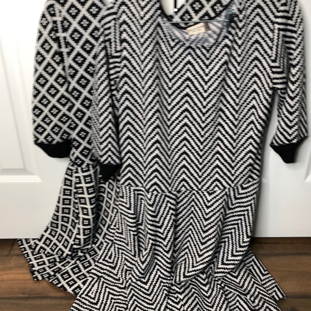 2 - Jon and Anna Black and White Patterned Dresses, size Large